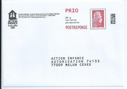 Entiers Postaux : Enveloppe Réponse Type L'Engagée Yzeult Catelin PRIO Datamatrix Action Enfance 299113 ** - PAP: Antwort/Marianne L'Engagée