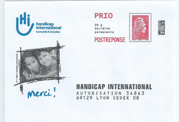 Entiers Postaux : Enveloppe Réponse Type L'Engagée Yzeult Catelin PRIO Datamatrix Handicap International 260689 ** - Prêts-à-poster: Réponse /Marianne L'Engagée