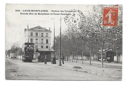 69 Dép.- Lyon-Montplaisir - Station Des Tramways Grande Rue De Monplaisir Et Cours Gambetta. P. Marcel, Lyon. Carte - Lyon 8