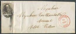 N°3 - Médaillon 10 Centimes Brun, TB Margé, Obl. P.75 S/L. De LOKEREN le 15 Mars 1851 Vers Alost. - B/TB  - 16898 - 1849-1850 Medaglioni (3/5)