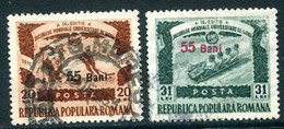 ROMANIA 1952 Currency Reform Surcharge On  University Winter Games Used.  Michel 1340-41 - Used Stamps