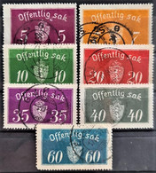 NORWAY 1933-34 - Canceled - Sc# O10a, O11a, O12a, O14a, O17, O18a, O19a - Officials - Dienstmarken