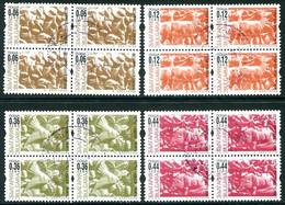 BULGARIA 2002 Kushlev Woodcuts With Security Perforation Used Blocks Of 4.  Michel 4571-74 CS X - Usati