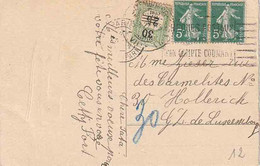 LUXEMBURG TAXE : PK PZ (Fr) 10 C."PARIS 13.VIII.1922" Naar Luxemburg Met In Blauw "30" En PZ Lux TAXE Nr. 9 (30 Op 25 C. - Segnatasse