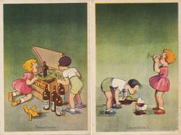 2 CP Pub Seneclauze Vin Oran 1931 Enfants Inventaire Et Expertise . Alcoolisme . Ivresse - Cartes Humoristiques