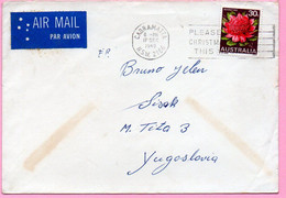 Envelope -  Stamp Flower / Postmark Cabramatta / Christmas, 1969., Australia To Yugoslavia, Air Mail - Sin Clasificación