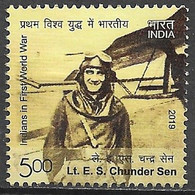 India 2019. Scott #3136 (U) Indian Pilots Of World War I, Lieutenant Erroll Suvo Chunder Sen - Usati