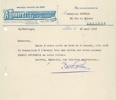 VP FACTURE 1929 (V2030) A. HONOREZ (1 Vue) Fabrique De Bonneterie - LEUZE - MEMORANDUM - Kleidung & Textil