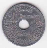 Protectorat Français 20 Centimes 1942 , En Zinc - Tunesien
