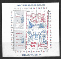 SAINT PIERRE ET MIQUELON 1989 PHILEXFRANCE  YVERT N°B3  NEUF MNH** - Blocks & Kleinbögen