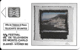 CARTE-PUBLIC-MONACO-120U-MF22-SC4-01/92-FESTIVAL TV-V° 5 IMPACTS-35343-TBE- - Monace