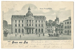 Gruss Aus ZUG: Neues Postgebäude, Kutsche 1902 - Zoug