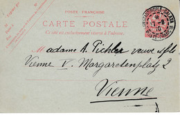 < Levant France Entier Carte Postale 10 C Mouchon Sans Date ACEP CP 3.. Obl Constantinople  Galata Pour Vienne - Brieven En Documenten