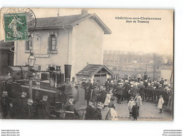 CPA 01 Chatillon Sur Chalaronne La Gare Et Le Train Tramway Ligne De Bourg - Villefranche - Châtillon-sur-Chalaronne