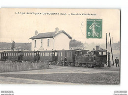 CPA 38 St Saint Jean De Bournay La Gare Le Tramway Ligne De Lyon St Marcellin - Saint-Jean-de-Bournay