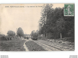 CPA 38 Viriville La Gare Station Le Tramway Ligne De Lyon St Marcellin - Viriville