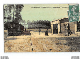 CPA 72 Pontvallain La Gare Et Le Train Tramway - Pontvallain