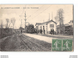 CPA 87 St Saint Laurent Sur Gorre La Gare Et Le Tramway - Saint Laurent Sur Gorre