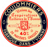 J C O 670  /   ETIQUETTE DE FROMAG COULOMMIERS   UNION DES COOPERATIVES LAITIERES DE L'YONNE - Käse