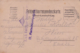 Feldpostkarte - K.u.k. Feldjäger Bataillon 17. Marschkompagnie  - 1915 (53705) - Covers & Documents