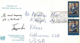 United Nations 1987 . The Letter Was Sent To Lithuania (Trygve Lie,Secretaire General 1946-1953). - Emissions Communes New York/Genève/Vienne