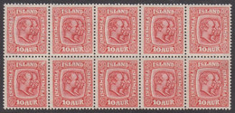 1916. Two Kings. 10 Aur Red. Perf. 14x14½, Wm. Cross. 10-block. Never Hinged.  (Michel 81) - JF412259 - Neufs