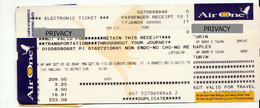 Alt1123 AirOne Airways Billets Avion Ticket Biglietto Aereo Passenger Receipt Imbarco Torino Napoli Airport Flight 2006 - Europa