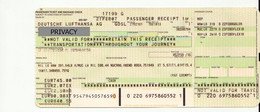 Alt1118 Lufthansa Airways Billets Avion Ticket Biglietto Aereo Passenger Receipt Imbarco Milano Munich Warsaw Airport - Europe