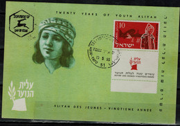 ISRAEL 1955 TWENTY YEARS OF YOUTH ALIYAH MAXIMUM CARDS VF!! - Cartoline Maximum