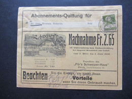 Schweiz 116 Tellknabe Nr. 139 EF Illustriertr Umschlag Abonnements - Quittung Expedition Des Für's Schweizer Haus Zürich - Cartas & Documentos
