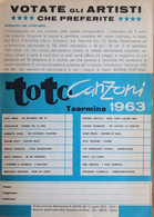 1963 - Toto Canzoni TAORMINA 1963 - 1 Pag. Pubblicità Cm. 13x18 - Plakate & Poster