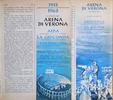 1963/64 - 41^ 42^ Stagione LIRICA ARENA  DI VERONA  - 2 Pag. Pubblicità Cm. 13x18 - Affiches & Posters
