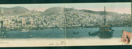 GREECE GRECE AEGEAN ISLANDS - SYROS . A PANORAMIC VIEW. Double Original Old Postcard. Posted With French Stamp. - Griechenland