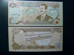 Error Printing Missing Green Color On The Back Side, UNC Banknote Iraq P-83 1994 50 Dinars, Bridge - Iraq