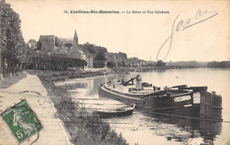 Conflans-Sainte-Honorine . Fin D'Oise      78      La Seine  Vue Générale. Péniche     (voir Scan) - Conflans Saint Honorine