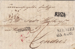 Russia Latvia 1826 Entire RIGA Via MEMEL & ARNHEIM, Endorsed Via Rotterdam To LONDON, Dobin Handstamp Type 1.02 (v128) - ...-1857 Prefilatelia