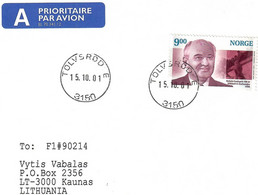 Norway 2001 . Cover To Lithuania (Nobel Laureate M. Gorbachev). - Sonstige