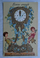 CPA 1907 Fantaisie Gaufrée - Enfants, Angelots, Fleurs, Horloge - New Year