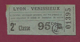 030121A - TICKET CHEMIN DE FER TRAM METRO - LYON VENISSIEUX 2me Classe 95 Cmes BO 01395 Pub SAVON SHYB - Europa