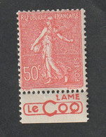 TIMBRES  - 1924 - 32   -  N°199e -   Bande Publicitaire -  50c Rouge  -  Neuf Sans Charnière  - Léger Défaut Au Verso - - Neufs