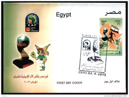EGYPT / 2013 / SPORT / FOOTBALL / CAF / AFRICA CUP OF NATIONS SOCCER TOURNAMENT FOR YOUTH ; ALGERIA / MAP / FLAG / FDC - Storia Postale