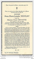 RECHRIVAL ..-- Mme Anna NICOLAY , Veuve De Mr Ernest CRAVATTE , Née à BURET En 1878 , Décédée En 1950 . - Sainte-Ode