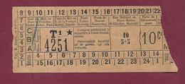 030121D - TICKET CHEMIN DE FER TRAM - Tramway Bruxelles Brussel Tramweg T1 4251 10 Cs - BELGIQUE - Europe