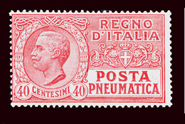 REGNO Posta Pneumatica 1925 Valore 40c. MNH** Rosso Integro - Poste Pneumatique