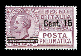 REGNO Posta Pneumatica 1925 15c. Su 20c. MNH** Violetto Bruno Integro - Pneumatic Mail