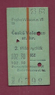 030121F - TICKET CHEMIN DE FER TRAM METRO - PRAGUE TCHEQUIE ? - PRAHA WILSON N Vl 102.30 6398 - Europa