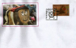 ANDORRA. Noël., Timbre En Bois.Tio De Nadal, (gateau Bûche De Noël) (Wood Paper Stamp) Lettre FDC Année 2017. AND.ESP. - FDC