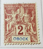 Obock- 1892 - Y&T - N°33  -  2 C. Brun S. Jaune - /*/ - Ungebraucht