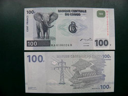 Unc Banknote Congo Democratic Republic 100 Francs 2000 Dam Animals Elephant P-92 - Democratic Republic Of The Congo & Zaire