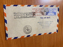 Lettre 1 ère Liaison Aérienne 1947 - Guadeloupe/ Martinique - Airmail